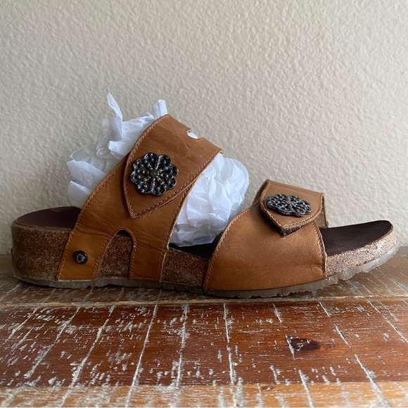 HAFLINGER boho leather sandals - tan Birkenstock style sandals - Picture 9 of 12